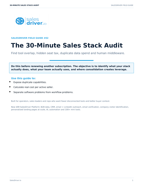 Cover of The 30-Minute Sales Stack Audit