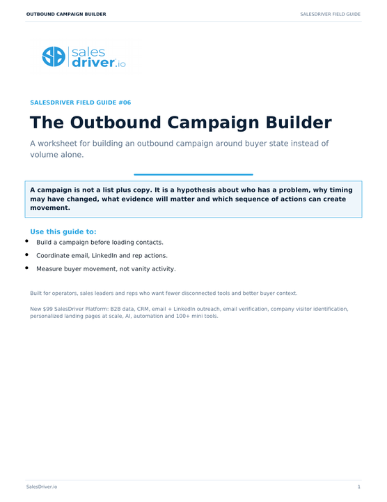 Cover of The Outbound Campaign Builder