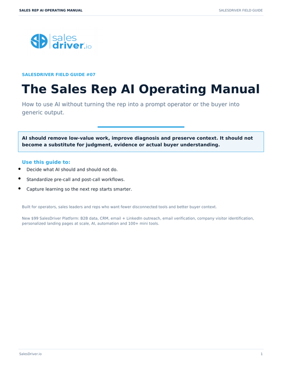 Cover of The Sales Rep AI Operating Manual